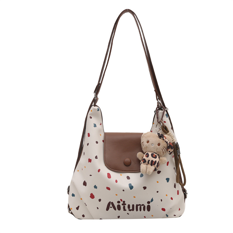 Women's bag 2024 New winter retro large-capacity single-shoulder commuter backpack Polka dot fashionable and versatile tote bag Item Picture