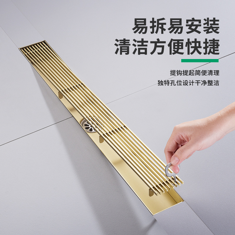 Long square 304 stainless steel anti-odor and anti-insect floor drain, large-capacity drainage trough for bathroom shower room sewer Application Scenario