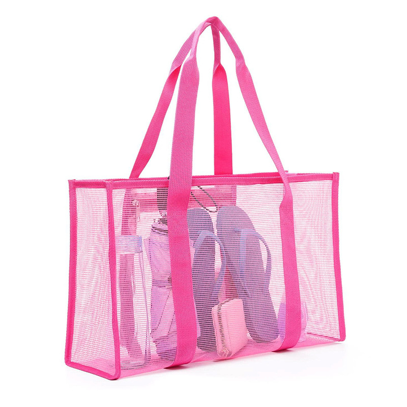 Cross-border swimming pool minimalist mesh beach bag, minimalist large-capacity swimming storage bag, long shopping beach bag full figure