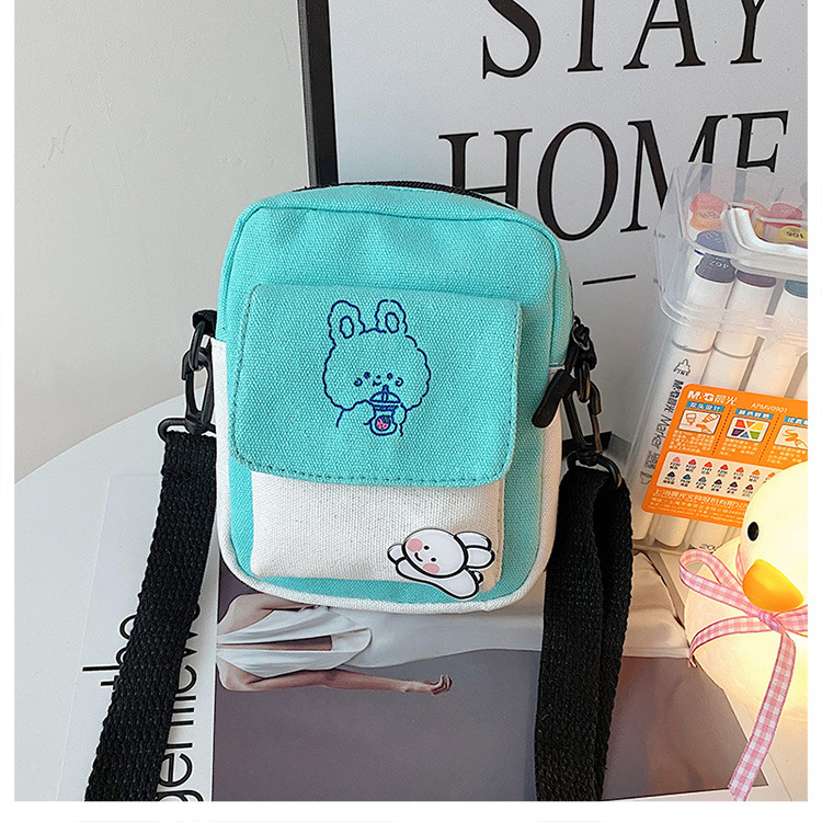 2024 New fresh and sweet girl crossbody bag, student single-shoulder ins fresh canvas bag, small bag for girls Specification drawing