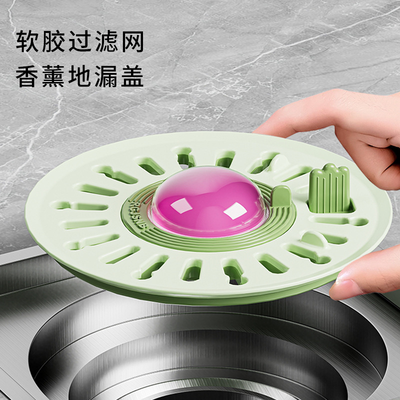 The rotating opening and closing floor drain for blocking sewers to prevent backflow of odor, universal odor prevention for bathrooms with a plug and aromatherapy floor drain cover, odor prevention device full figure
