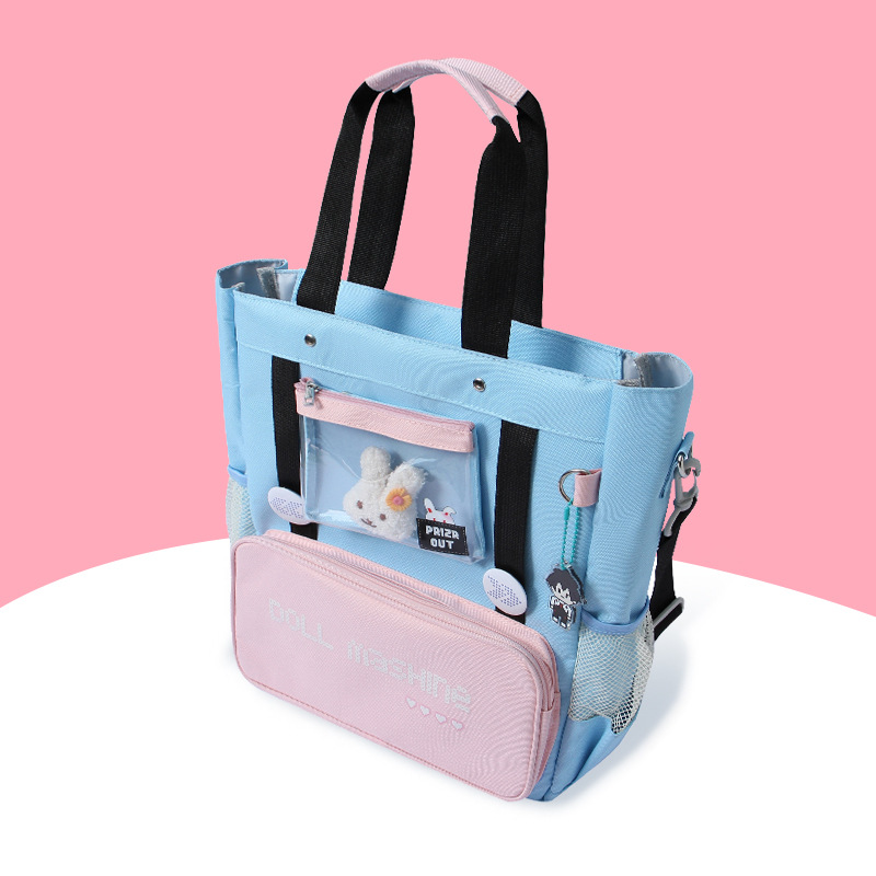 Creative cartoon multi-functional tutorial bag, large-capacity student tutorial bag, single-shoulder crossbody student canvas bag Application Scenario