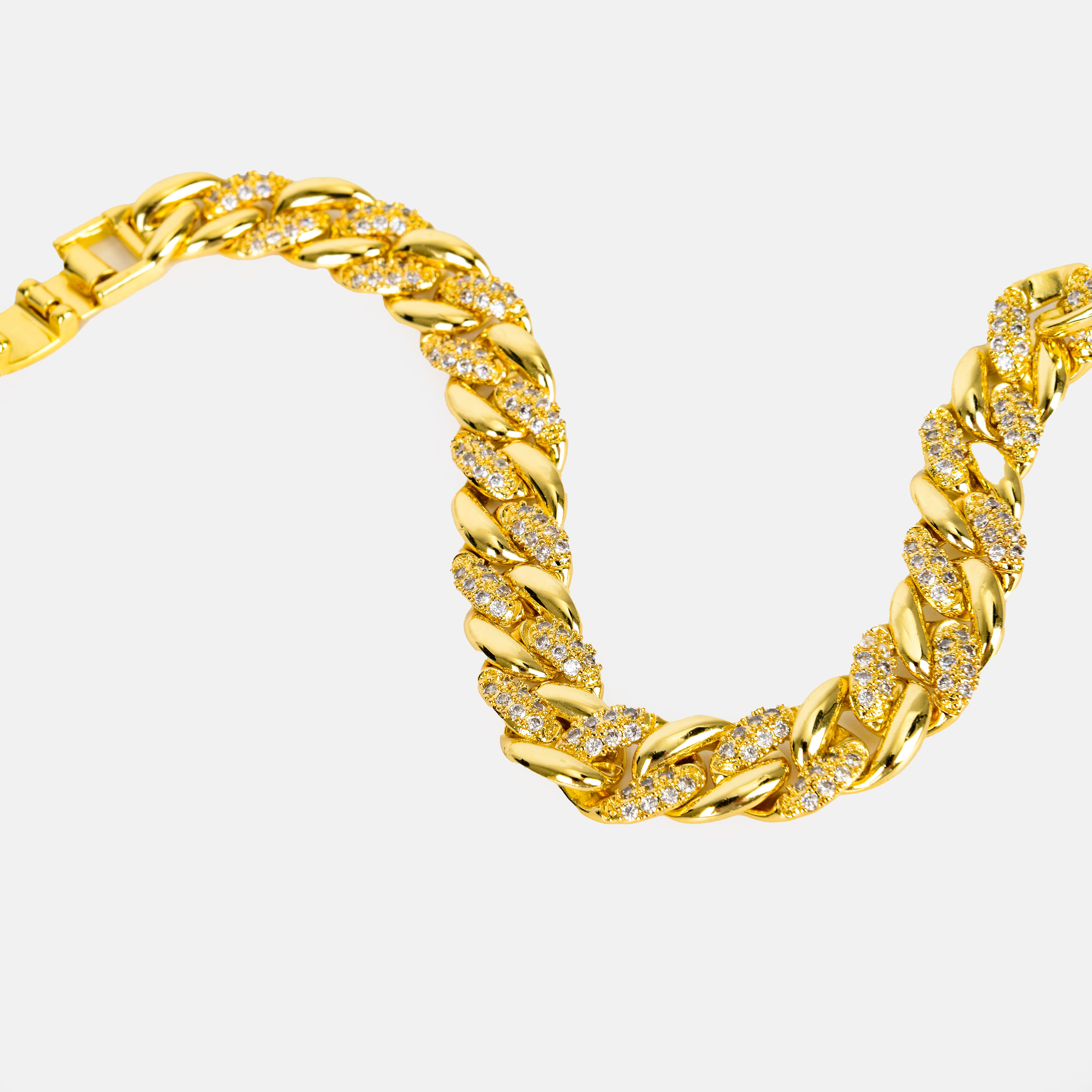 Copper-plated real gold round golden hip-hop necklace accessory Cuban chain wholesale, non-fading diamond necklace Item Picture