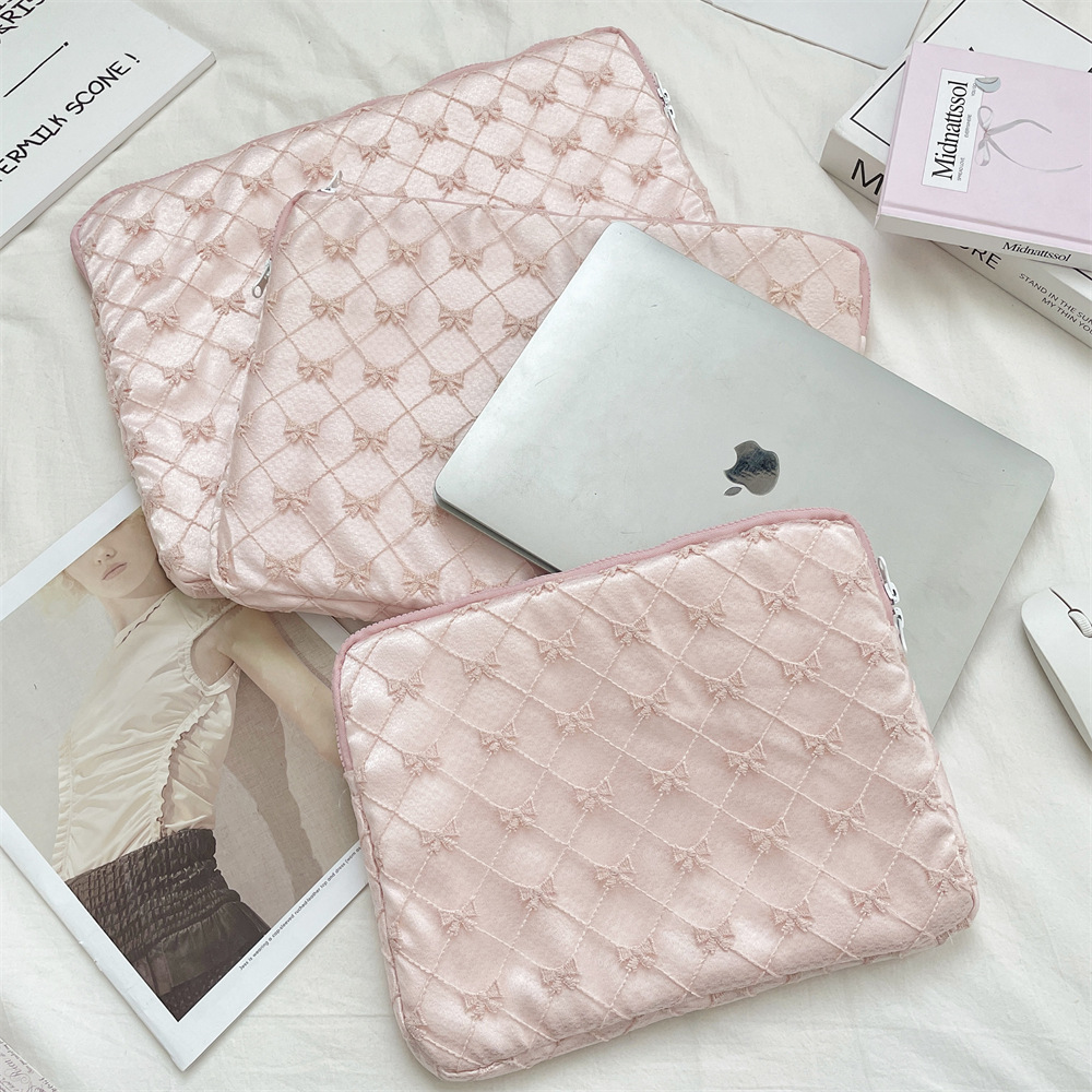 5611 Korean ins Lace Bow Tablet Bag 11/13/15-inch notebook Inner liner bag Storage bag Specification drawing