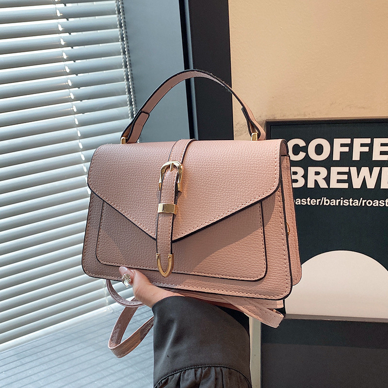 Retro 2024 new style, fashionable, casual, simple and casual, with belt decoration, single-shoulder, crossbody and hand-carry women's small square bag full figure