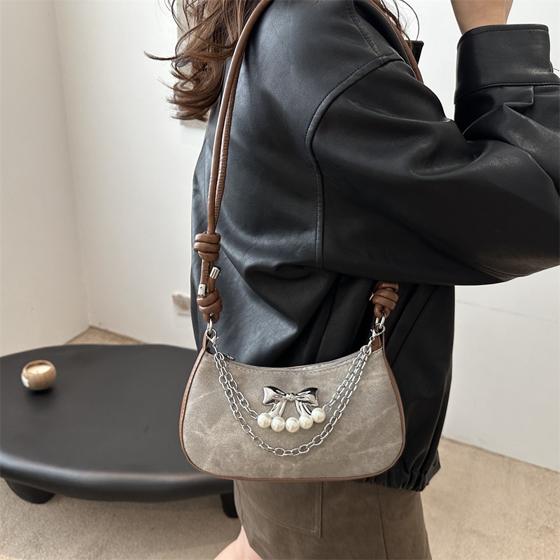 Retro chain crossbody bag, versatile and niche fashion single-shoulder bag, new 2024 new Chinese-style simple dumpling bag, trendy for women Specification drawing