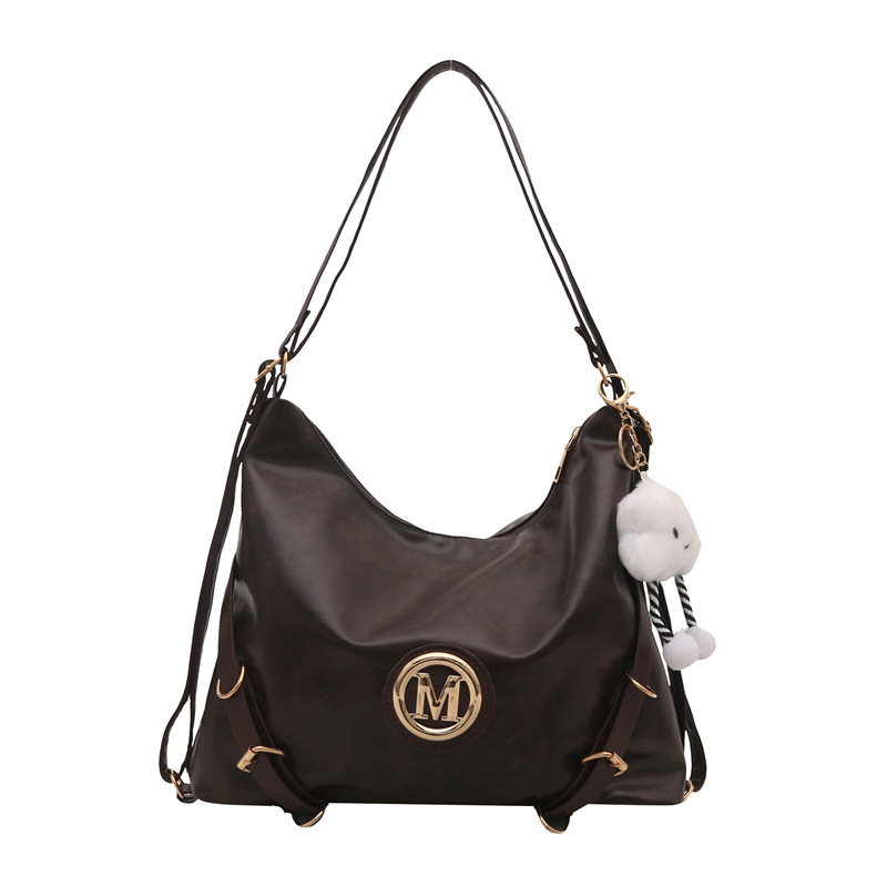 Multi-functional backpack, retro soft leather feel, versatile, large-capacity tote bag, commuter single-shoulder bag, crossbody bag Item Picture