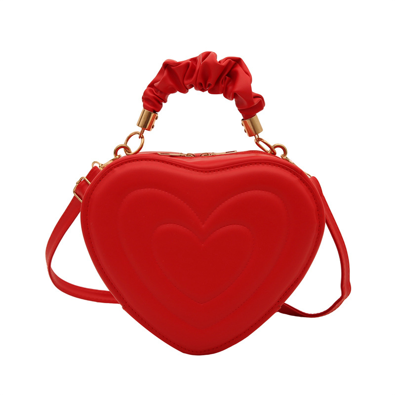 Retro solid color embossed small bag for women, 2024 new style, fashionable and trendy casual single-shoulder bag, texture, slanted cross heart bag Item Picture