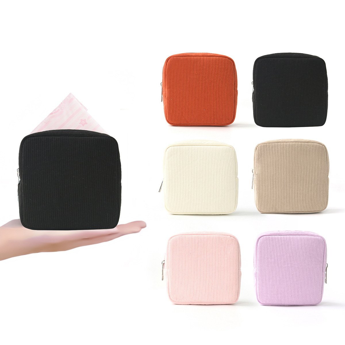 Cross-border corduroy sanitary napkin storage bag, sanitary napkins, portable storage bag, sanitary napkins, monthly care small package