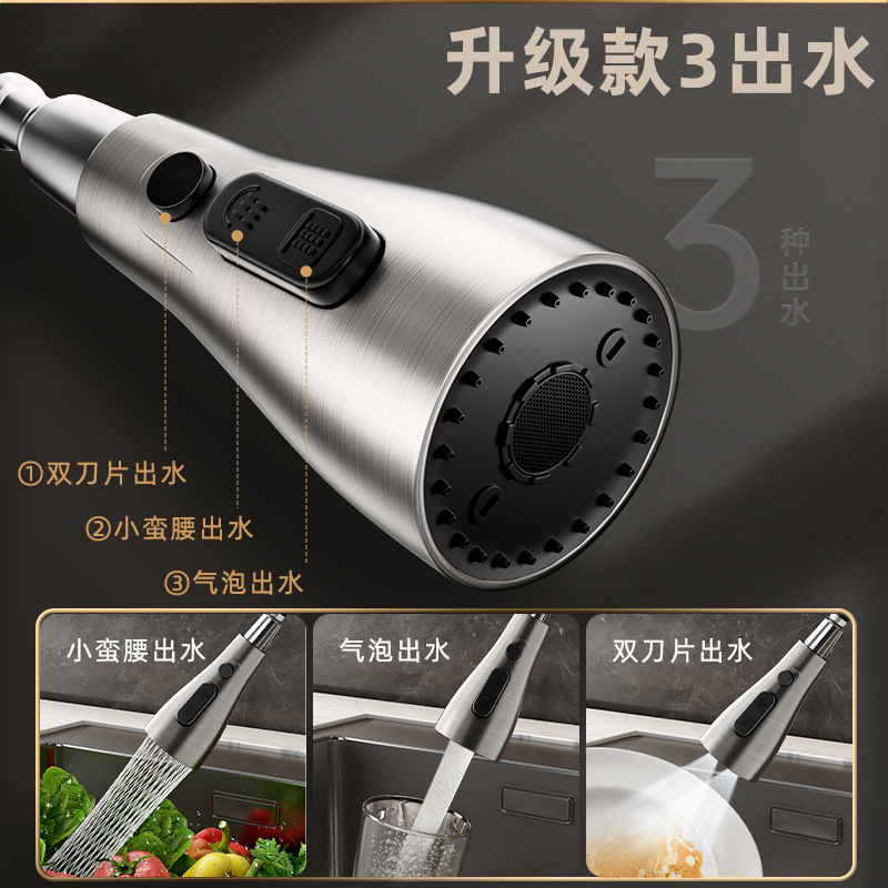 Stainless steel kitchen pull-out faucet, hot and cold household splash-proof sink, telescopic sink, kitchen sink faucet details Picture