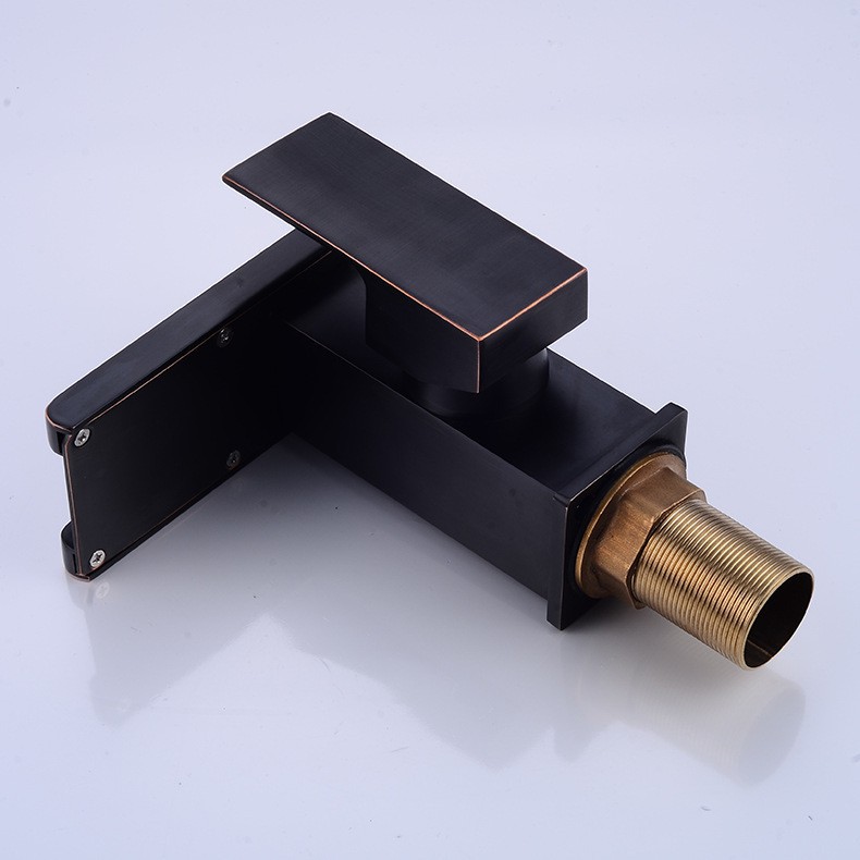 Black and gold faucet, bathroom cabinet, hand washing basin, waterfall, cold and hot LED temperature sensing, color change and light emission undefined
