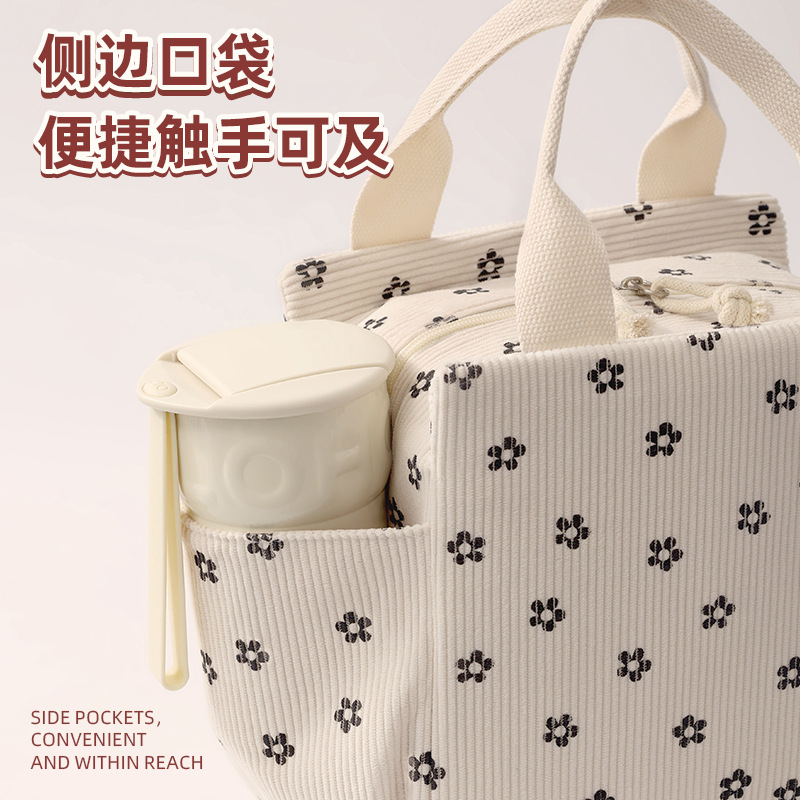 Runhui's new corduroy square meal bags, hand-held insulated ice packs, lunch bags for bringing meals to work, student lunch boxes and bags Application Scenario