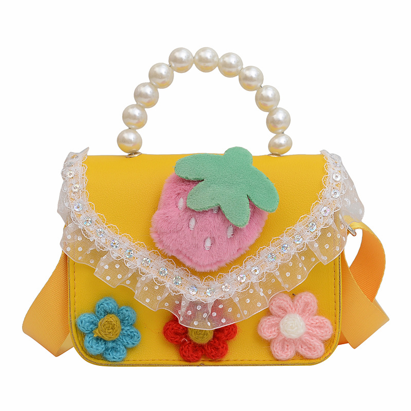 Children's bags, pearl hand-held crossbody bags, girls' lace lace princess bags, little girls' coin purps, accessory small bags Item Picture