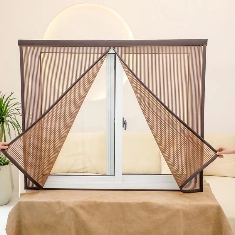 Automatic magnetic screen window zipper mosquito repellent screen window mesh self-adhesive magnetic new type non-rotting magnetic non-perforating diamond screen Item Picture