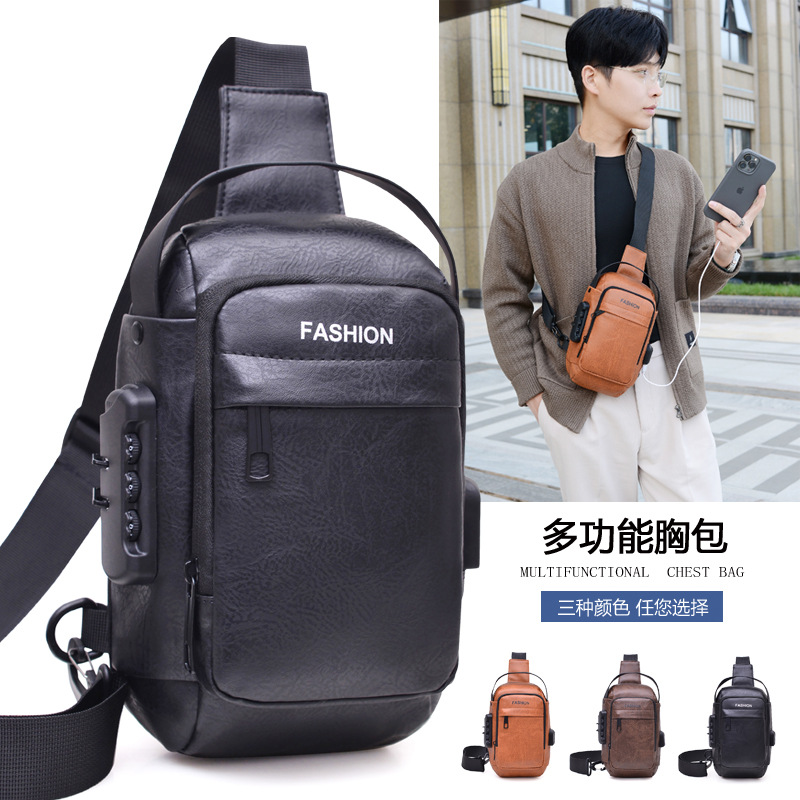 High-end men's chest bag, crossbody bag, new motorcycle bag, casual bag, single-shoulder bag, fashionable multi-functional sports bag full figure