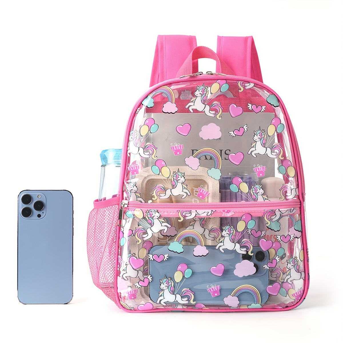Cross-border best-selling printed transparent backpack, waterproof pvc storage bag, student schoolbag, large-capacity transparent backpack Application Scenario