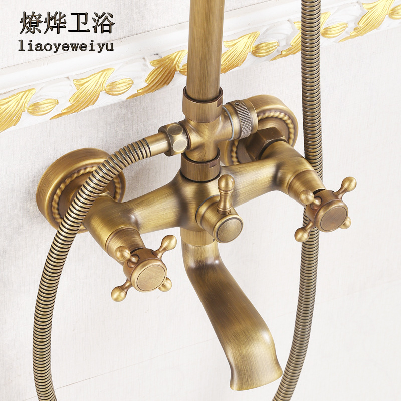 Antique all-copper shower head set, cold and hot European retro 5-way shower head bathroom nozzle set, concealed installation wholesale details Picture