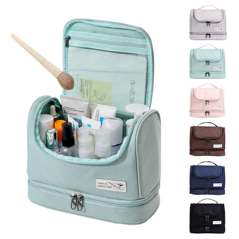 Wabi-sabi style dry-wet separation storage bag, travel toiletries bag, cosmetics storage bag, makeup bag, large capacity, high-end feel Specification drawing