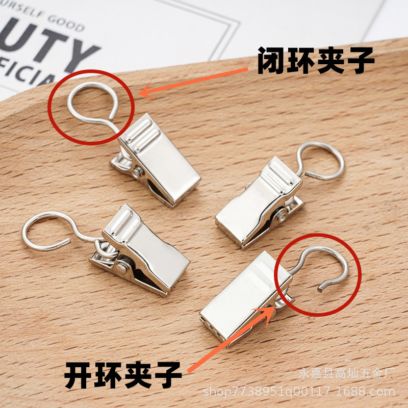 Factory direct delivery of metal curtain clips, curtain clips, tapestries, background fabric clips with rings, open and closed alligator clips details Picture