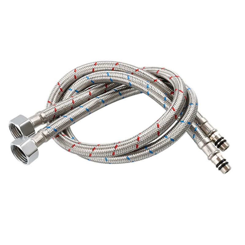 304 stainless steel wire braided pointed-head water inlet pipe, single-hole single-head pointed-mouth 60CM cold and hot pipe for sink and washbasin Item Picture
