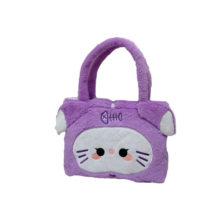 New plush bag, cute cartoon handbag for girls, student shoulder bag, bucket bag, Japanese-style girl's bento bag Item Picture