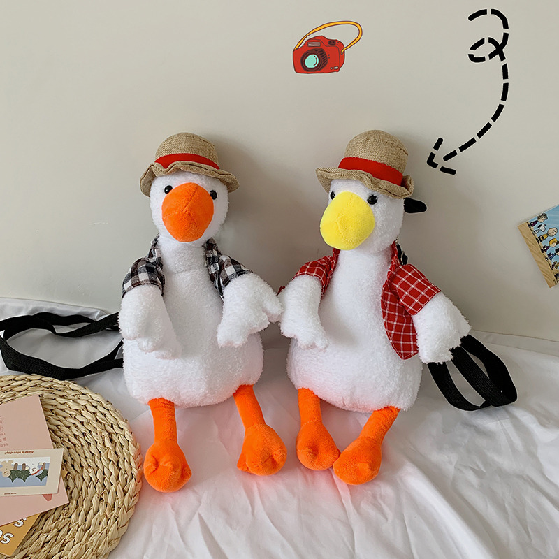 Cute and ugly duck-shaped plush toy in a vest, an Instagram influencer straw hat doll, and a birthday gift for the "Cheer Up Duck Girl" Application Scenario