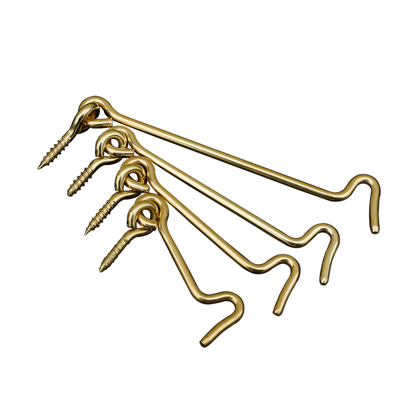 Support rod window hook, brass old-fashioned door and window fixing windproof hook, sheep eye retro positioning, all-copper window wind hook Item Picture