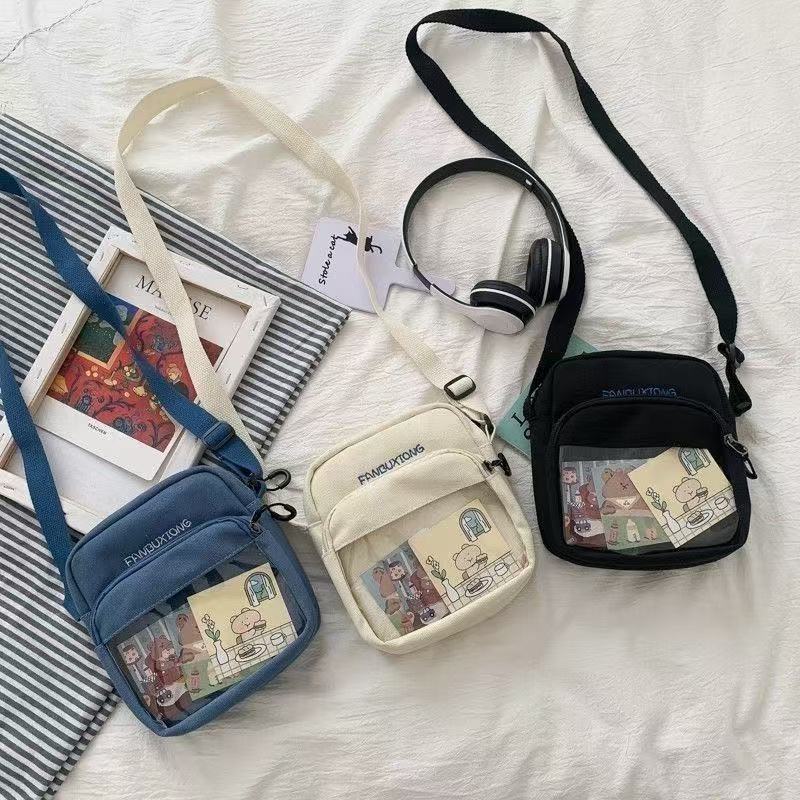 Cute and versatile little pain bag, new cross-border style Harajuku style soft girl crossbody bag, fashionable and versatile canvas bag for travel full figure