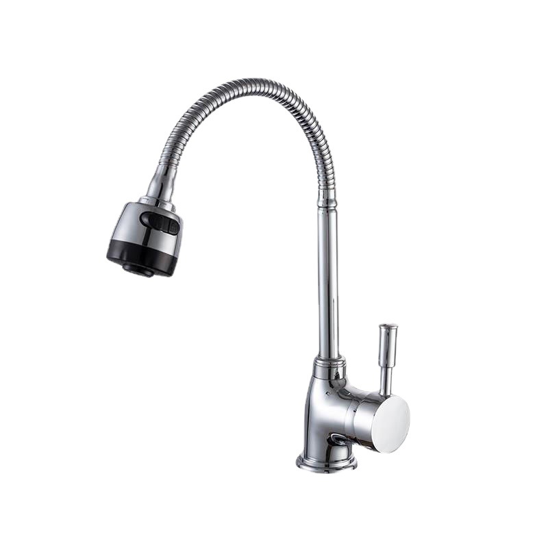 Factory direct sales of copper body pointed three-way vegetable basin faucet, kitchen rotatable showerhead type faucet Item Picture