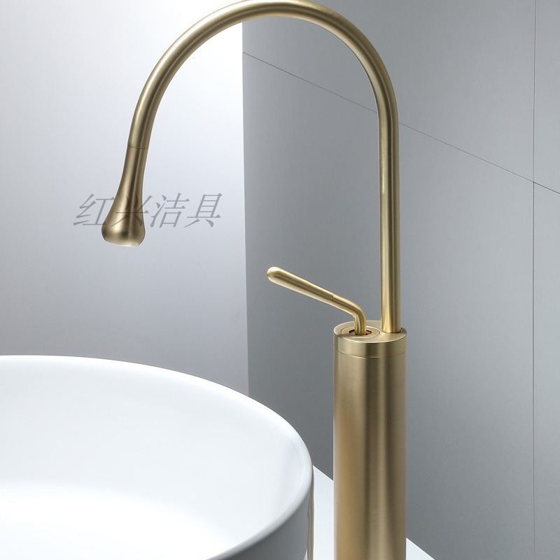 Artistic basin copper water drop countertop basin, high-chromium black and white brushed gold washbasin, cold and hot water faucet source manufacturer details Picture