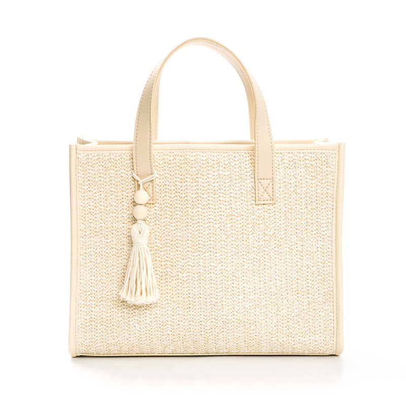 Straw woven bag, vacation style summer woven bag, large-capacity female student single-shoulder hand-carry casual French tote bag details Picture