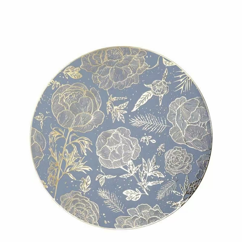 Light luxury rose gold round placemats, PVC bottom gilding table MATS, table heat insulation MATS, Western placemats Application Scenario