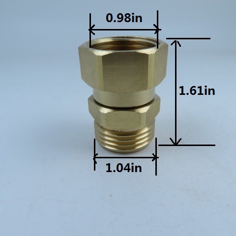 Garden hose rotating adapter Solid brass hose connector adapter, 3/4 GHT Specification drawing