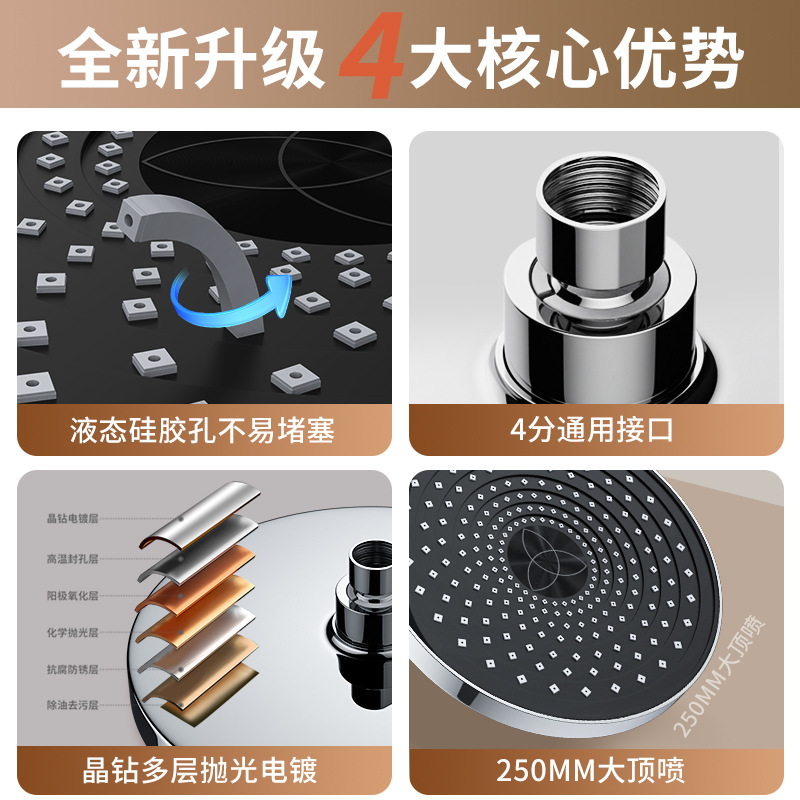 Top spray large water volume pressurized shower head, pressurized single-head rain shower, household bath showerhead bath set Application Scenario