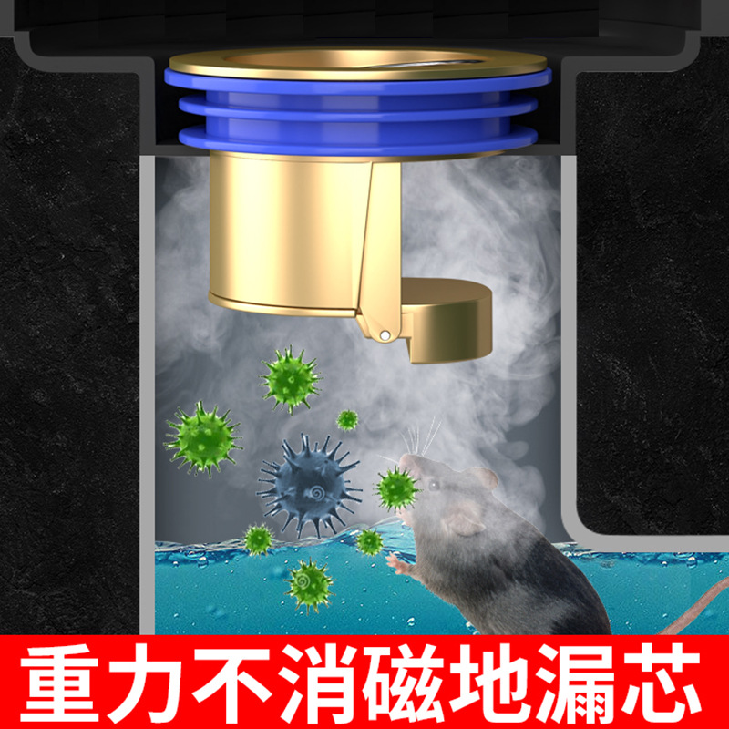 Bathroom floor drain anti-insect and anti-odor wonder, anti-odor closed cover, all-copper gravity core drain pipe, universal for toilets Application Scenario