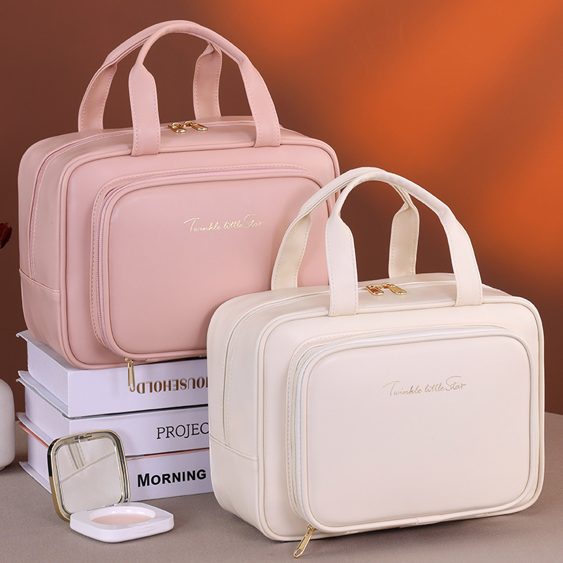 High-end large-capacity compartmentalized storage bag, hand-held makeup bag, travel portable cosmetics storage bag, toiletry bag full figure