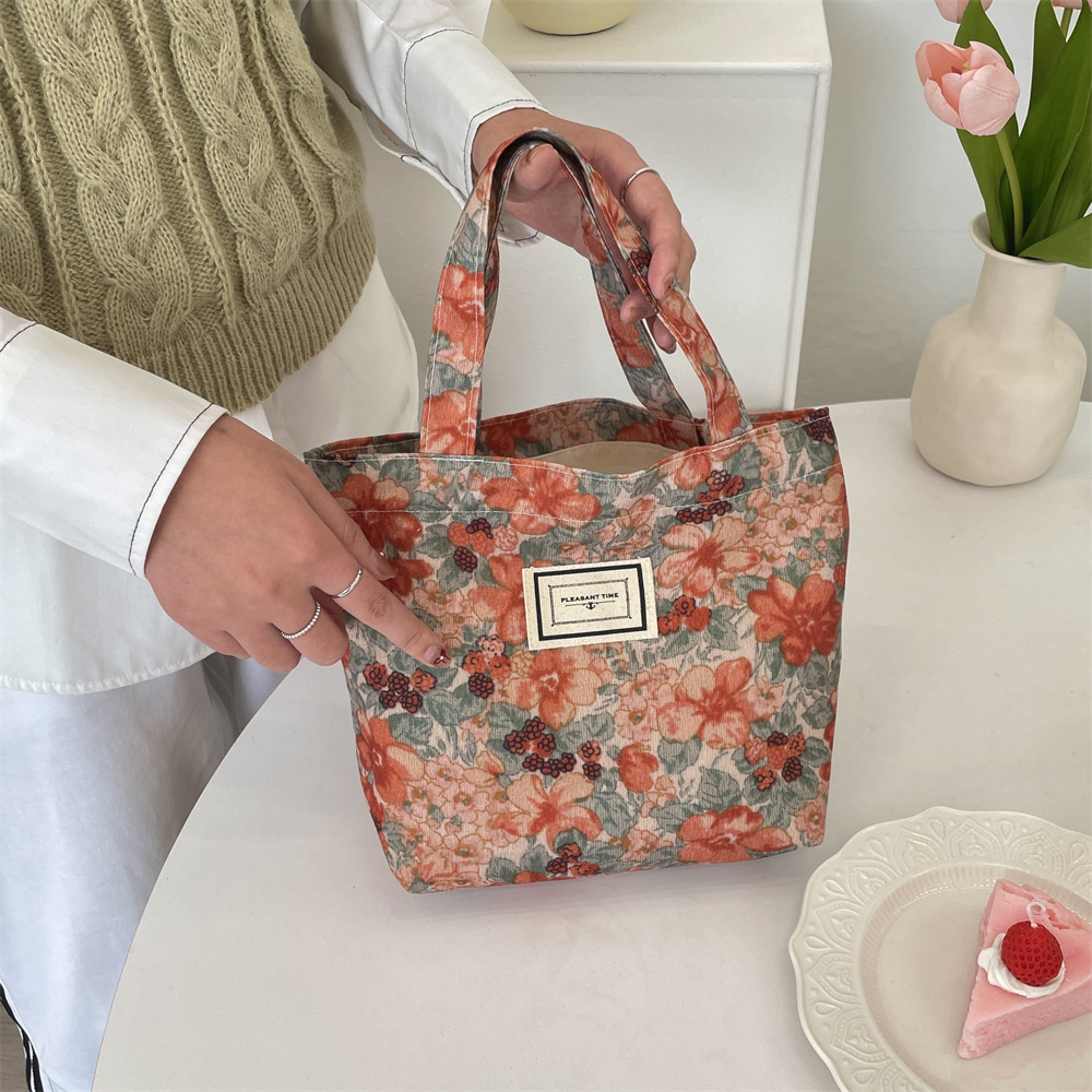 112221 Floral canvas bag, large-capacity shopping tote bag for women, commuting to work, mommy bag, fashionable handbag full figure