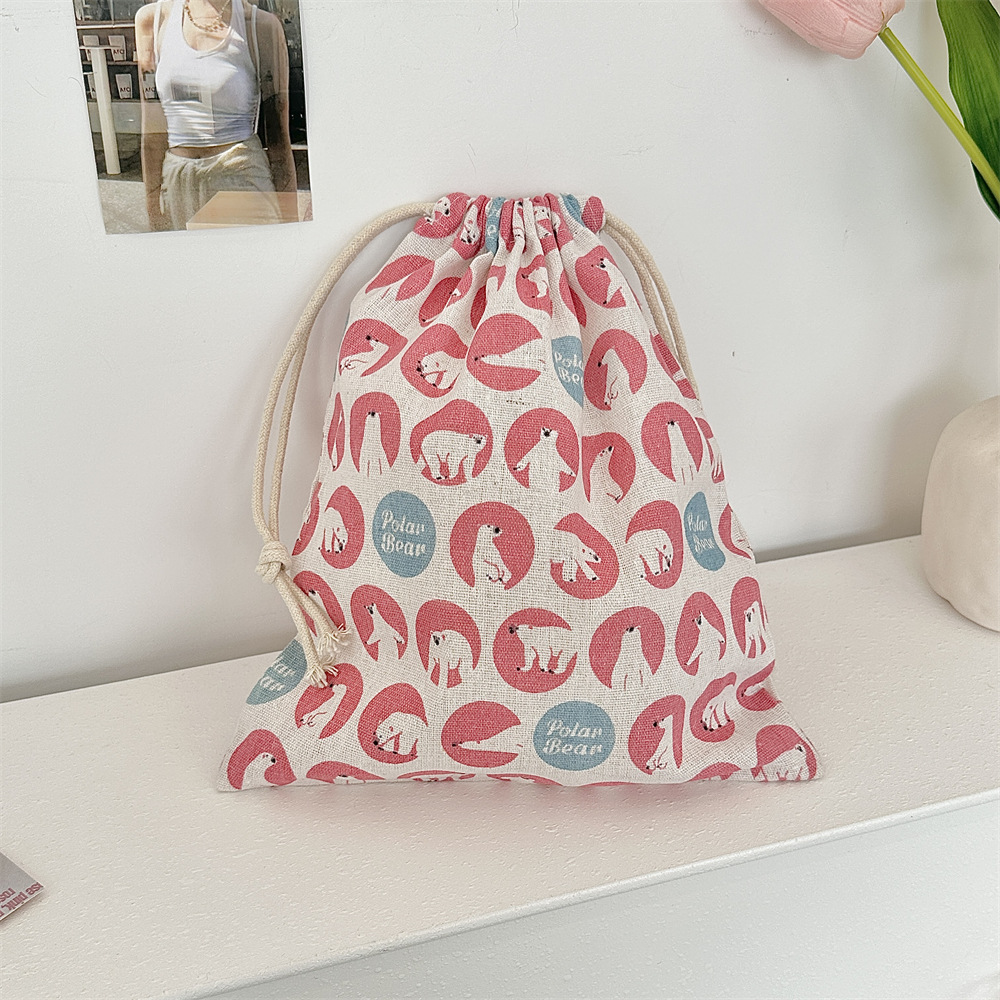 N259 cotton bag, cartoon multi-color drawstring pocket, gift candy packaging, portable sundries storage, lipstick, coin purse details Picture