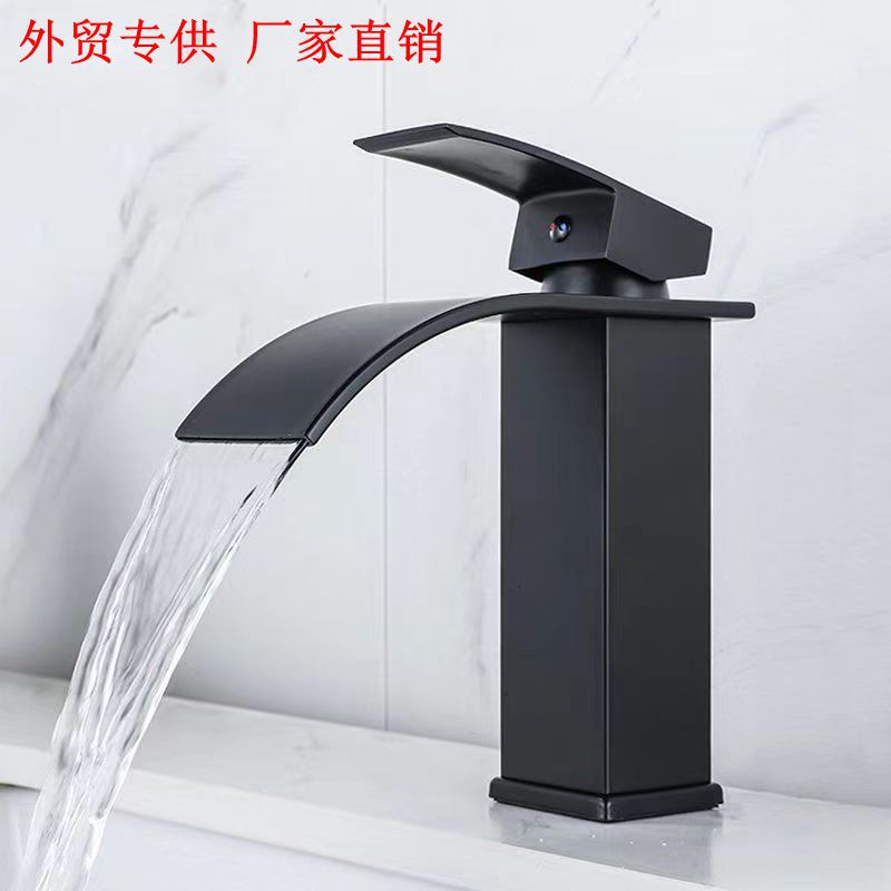 Nordic waterfall washbasin faucet, high-end washbasin, bathroom toilet, washbasin, countertop, faucet, hot and cold Application Scenario