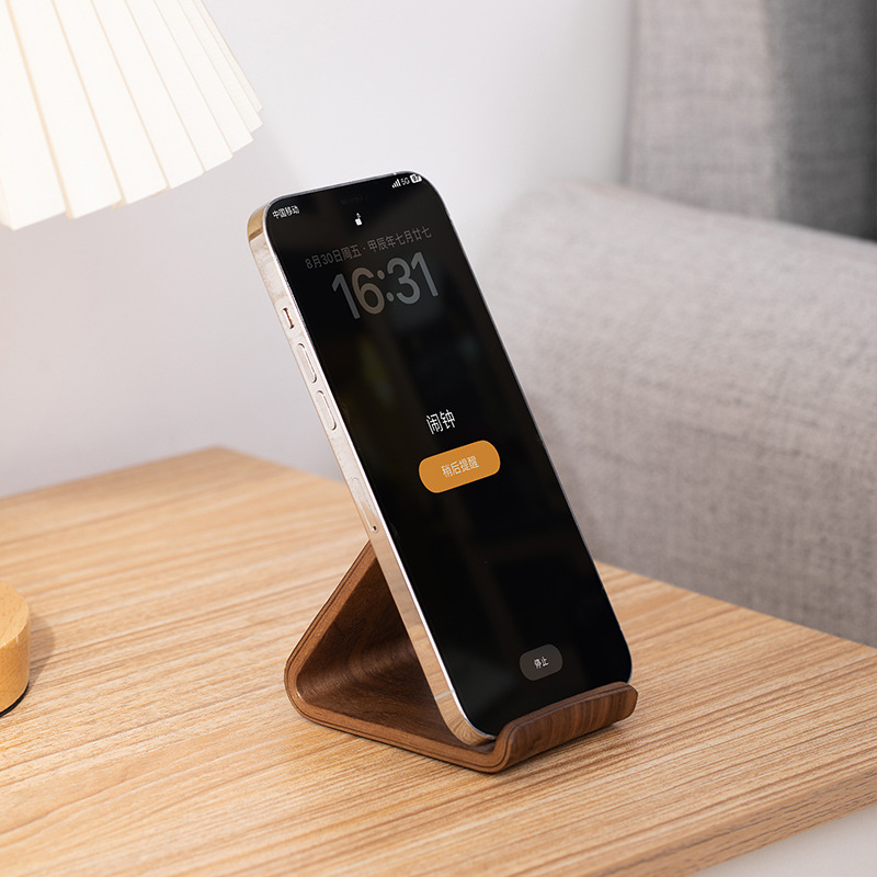 North American black walnut solid wood creative and simple mobile phone stand desktop support storage rack, universal anti-slip and rotating Specification drawing