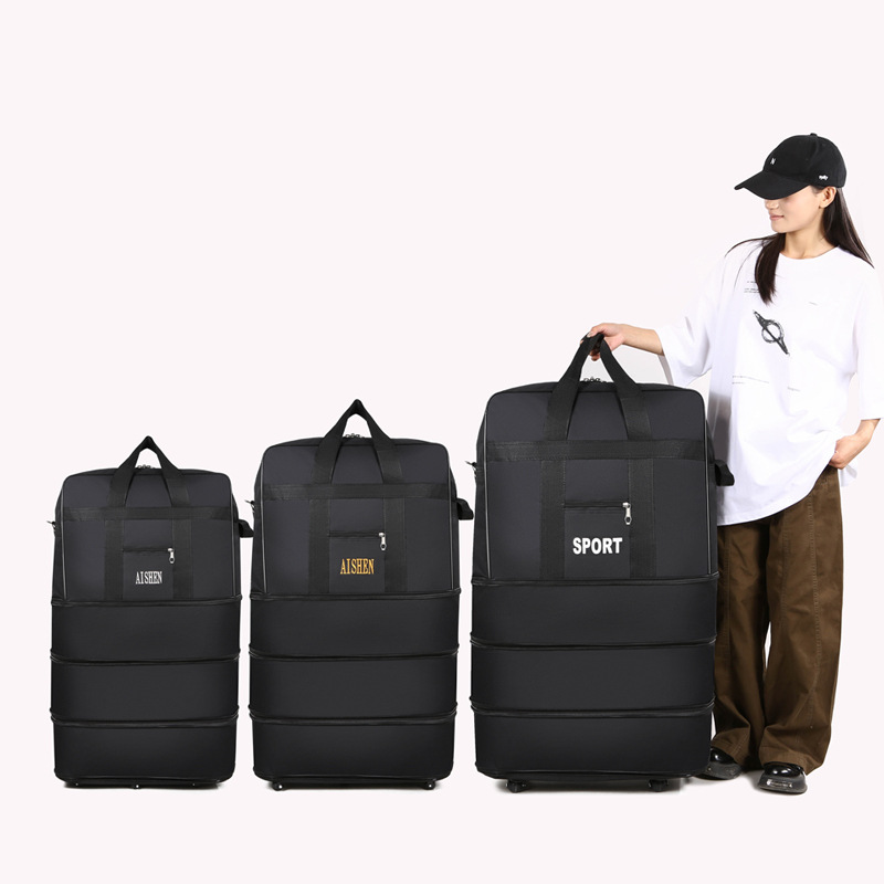 Waterproof folding 158 air cargo bag, large-capacity travel case with wheels and swivel wheels, multi-purpose moving and storage box details Picture
