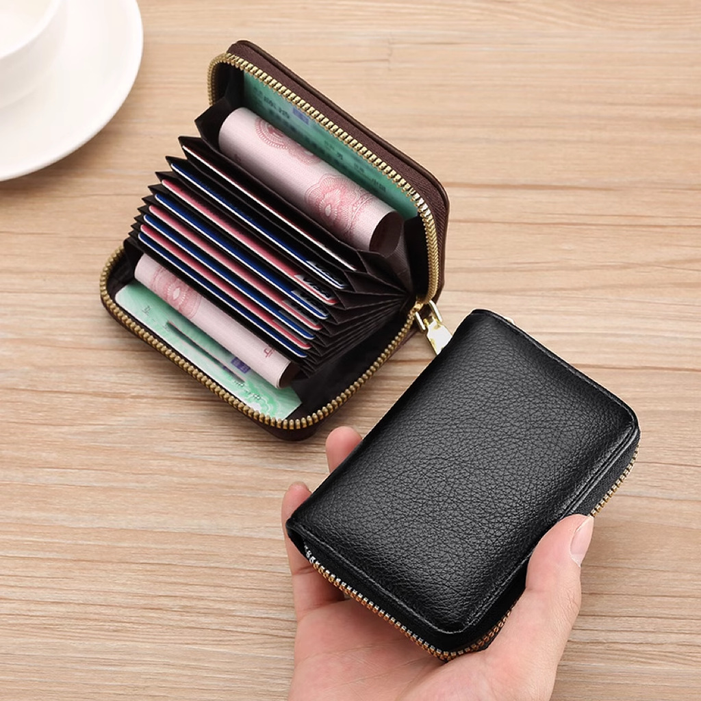 Anti-demagnetization card case, men's and women's zipper, multi-slot bank ID card holder, large-capacity driver's license card case, wallet card Specification drawing