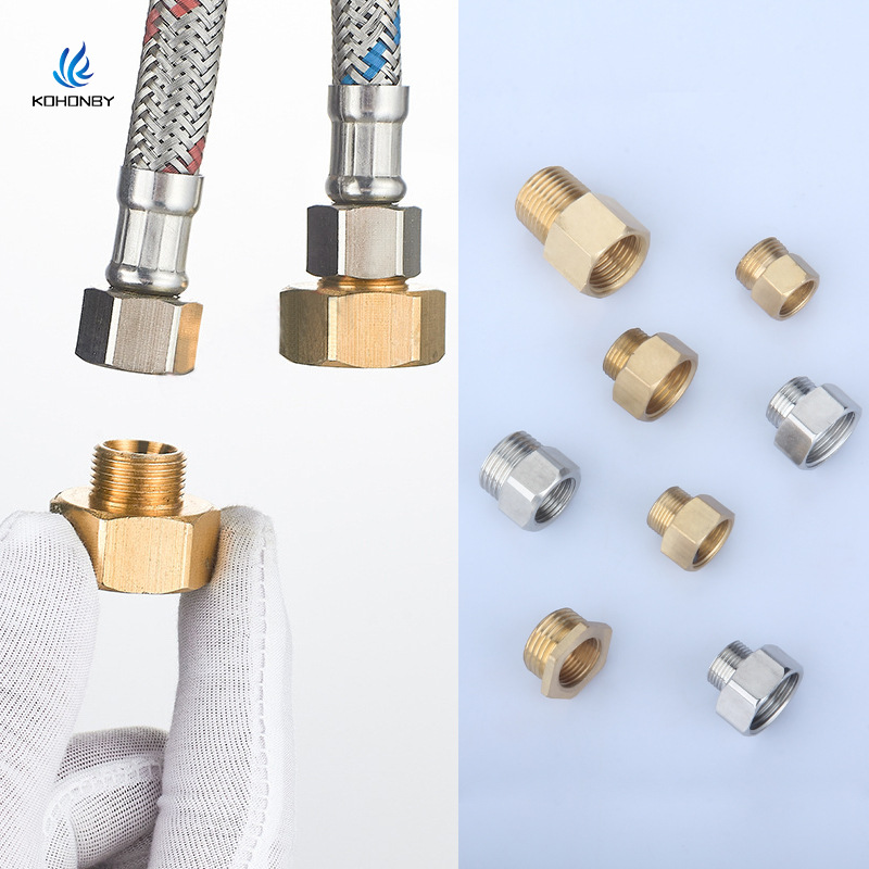 Faucet 3/8 water supply, American and European standard 9/16 thread to G1/2 thread water inlet braided hose copper adapter full figure