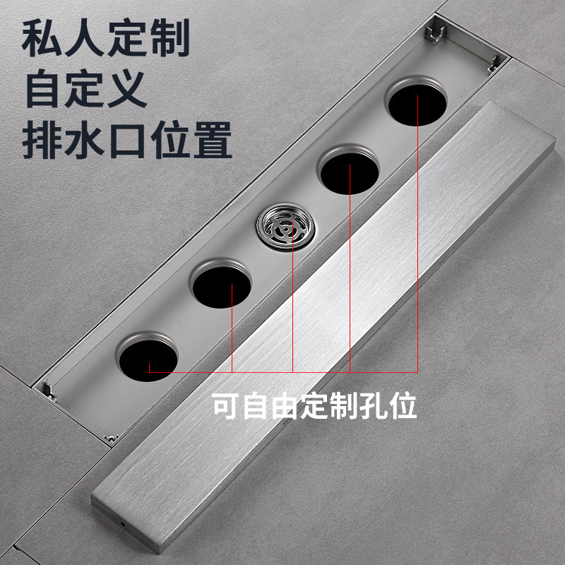 Black thickened 304 stainless steel invisible floor drain in the bathroom, long anti-odor floor drain in the shower room Application Scenario