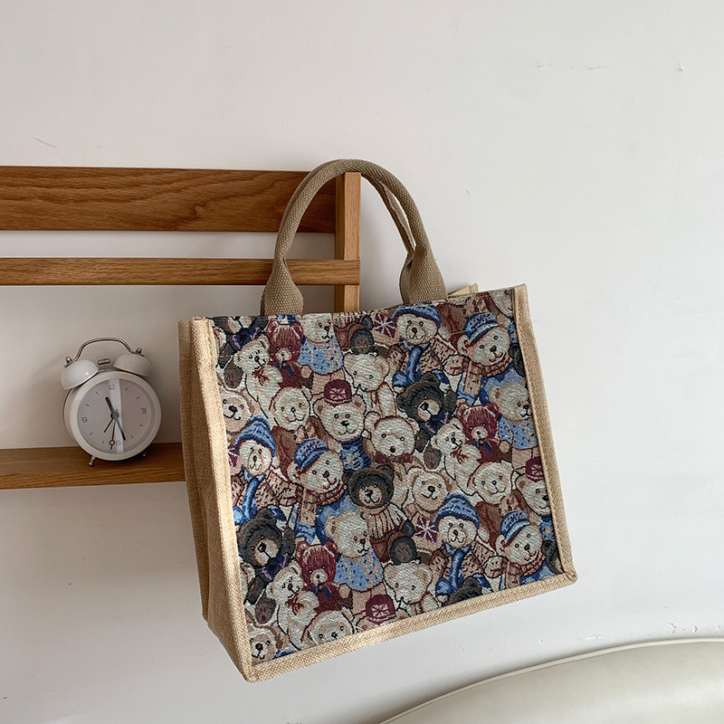 The new cute bento bag for work, large-capacity Korean-style lunch bag with rice, and canvas bag are selling well Specification drawing