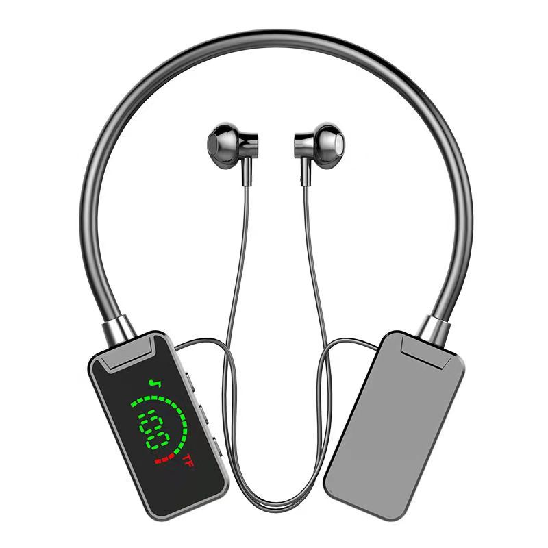 New neckband Bluetooth headphones for sports karaoke, long battery life, large digital display card insertion, cross-border e-commerce bestseller distribution Item Picture