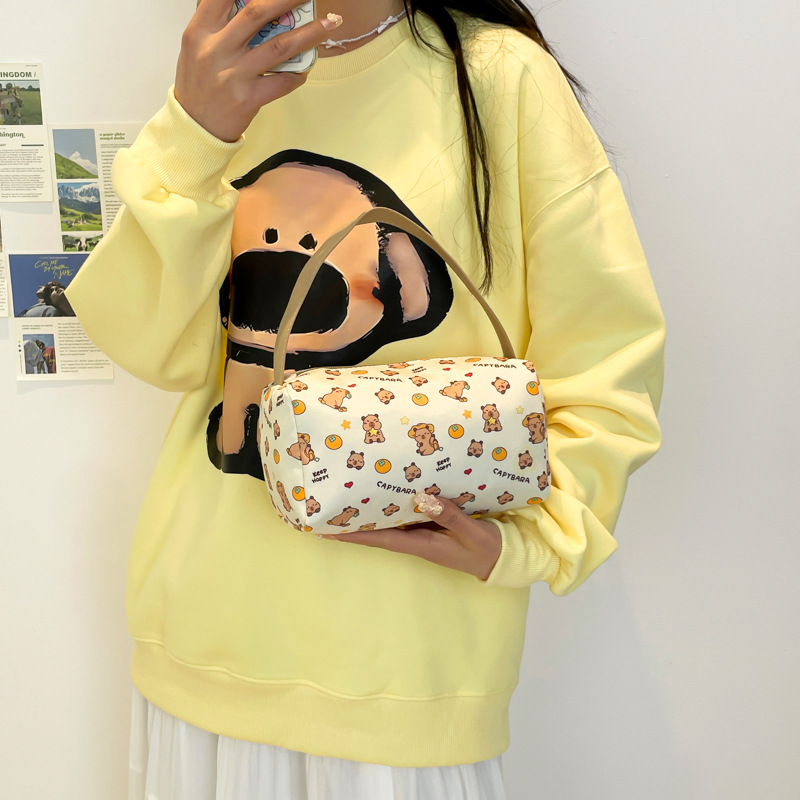 New cartoon portable makeup handbag, high appearance level travel bento bag, large capacity, super cute three-dimensional storage bag details Picture