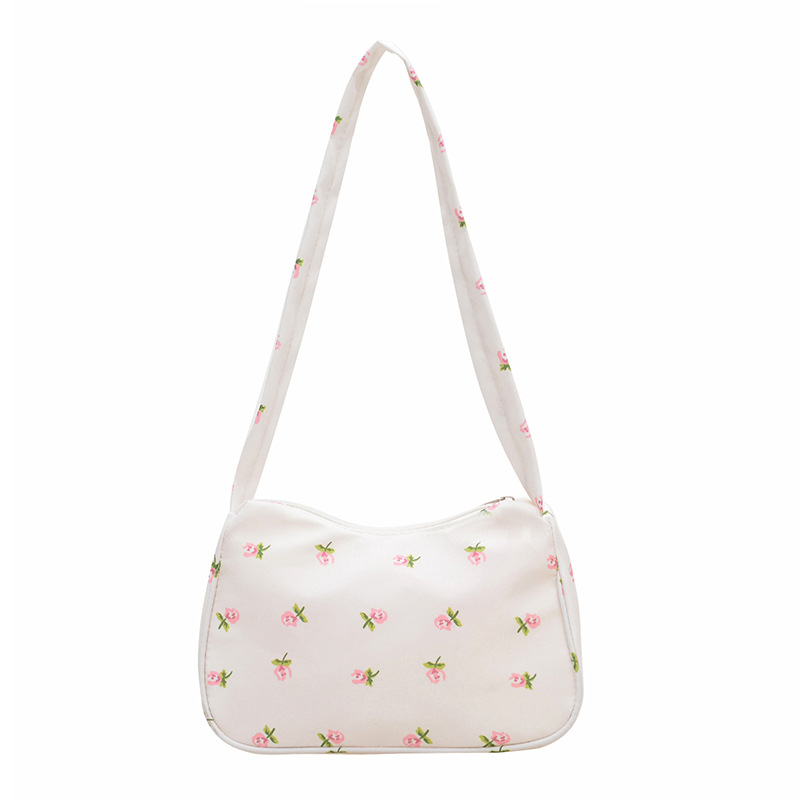 Japanese-style sweet small bag for women, 2025 new trendy printed crescent moon single-shoulder bag, stylish handbag, simple underarm bag details Picture