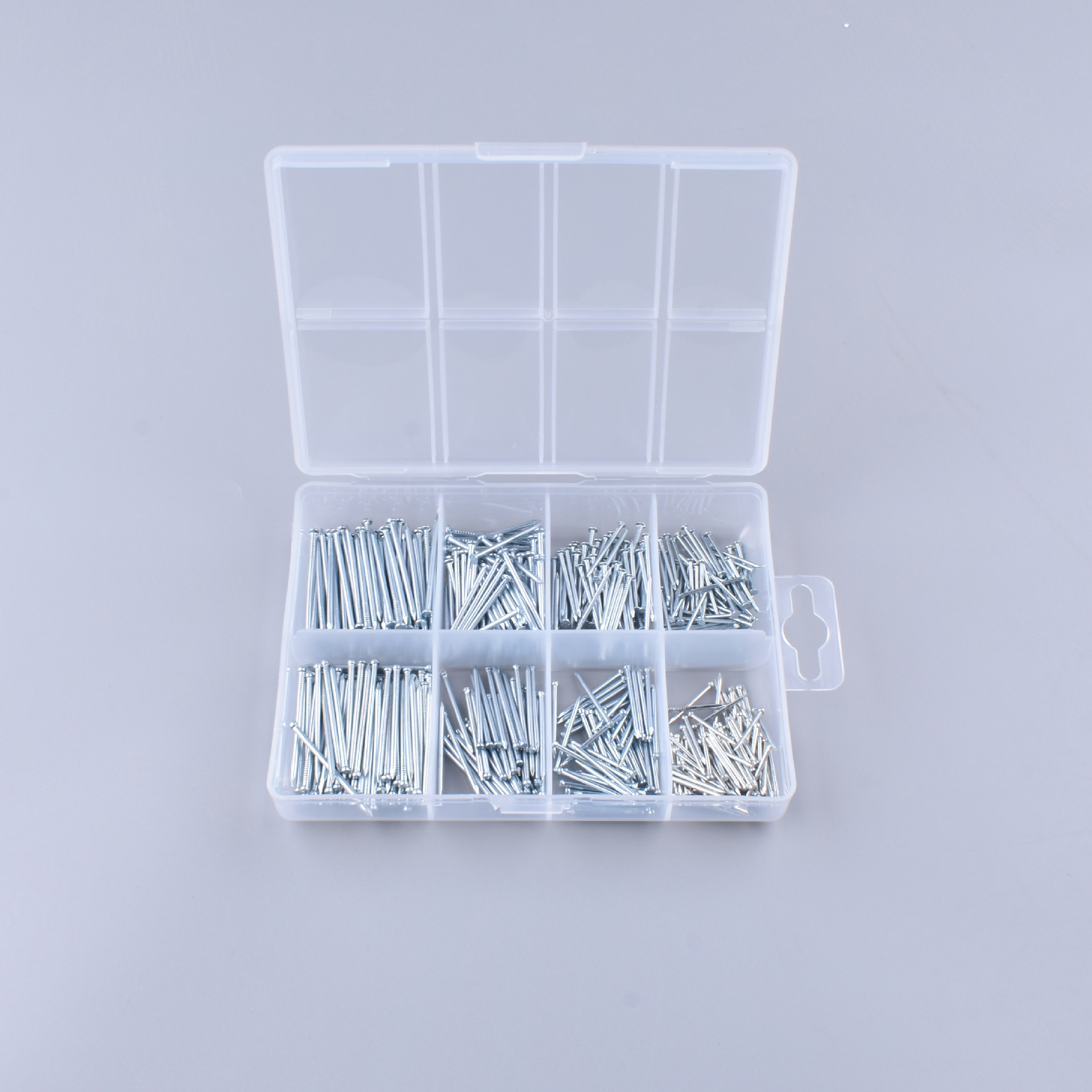 Galvanized iron nail headless set 560pcs household galvanized flat-head nail eco-friendly PP plastic box combination details Picture