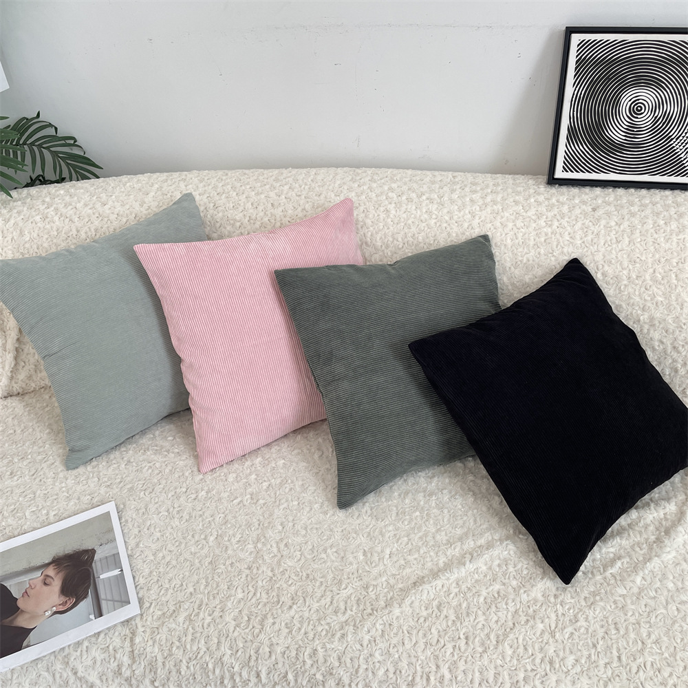 bj51191 corduroy pillowcase solid color pillow cover without core sofa pillowcase bedroom headboard pillow details Picture